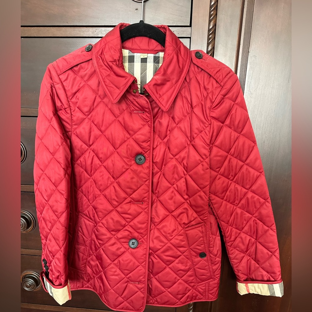 Burberry Red Quilted Puffer Jacket
